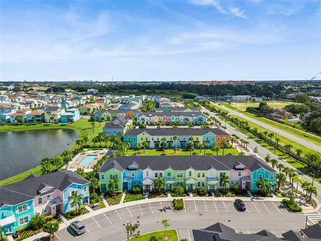 an aerial view of a city