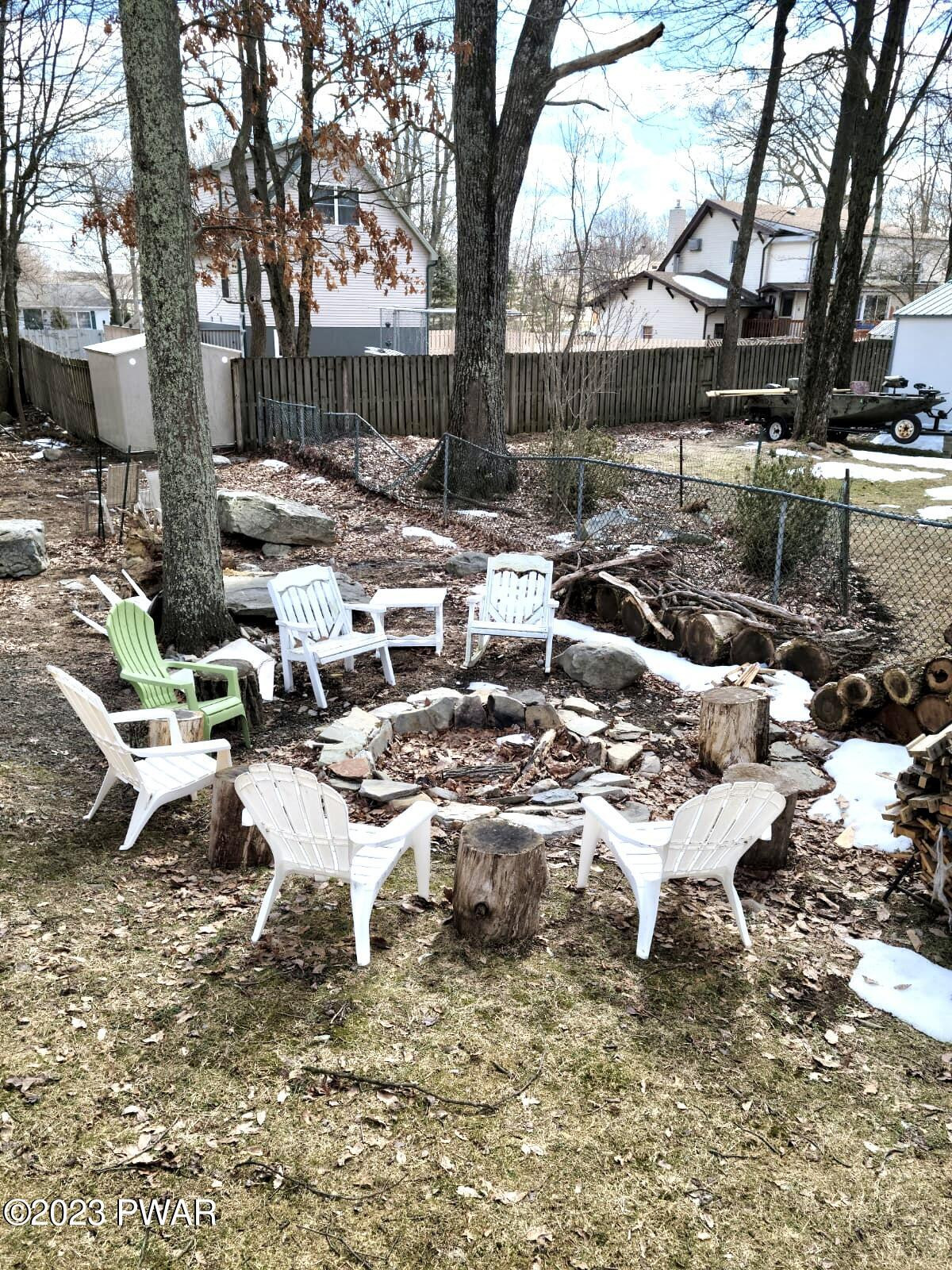 146 Roundhill Road Dingmans Ferry, PA 18328 - Photo 47 of 53 Backyard firepit