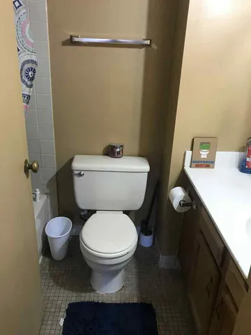 a bathroom with a toilet and a sink