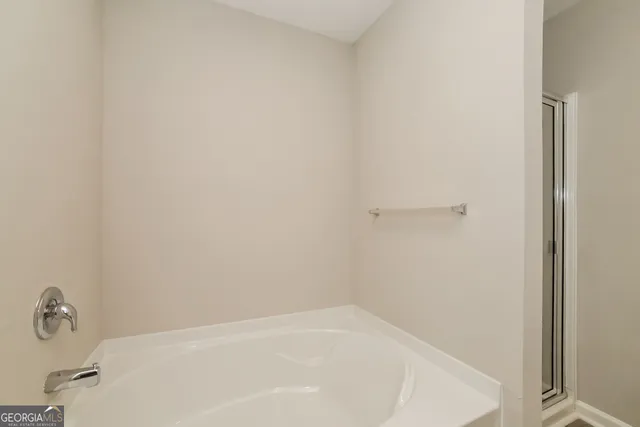 a bathroom with a bathtub