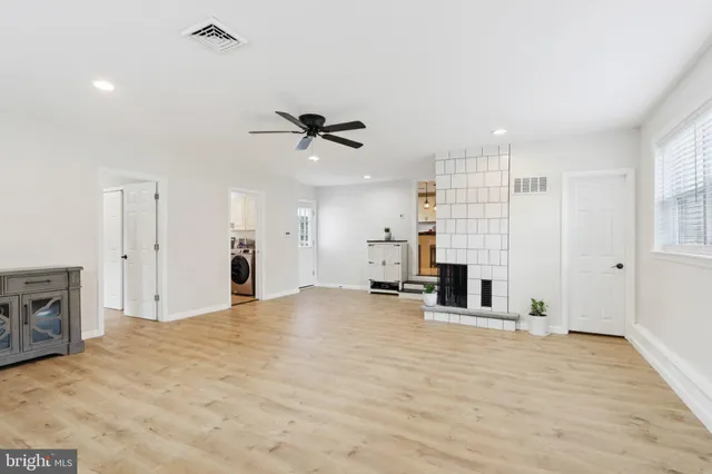 a view of a livingroom with a fireplace