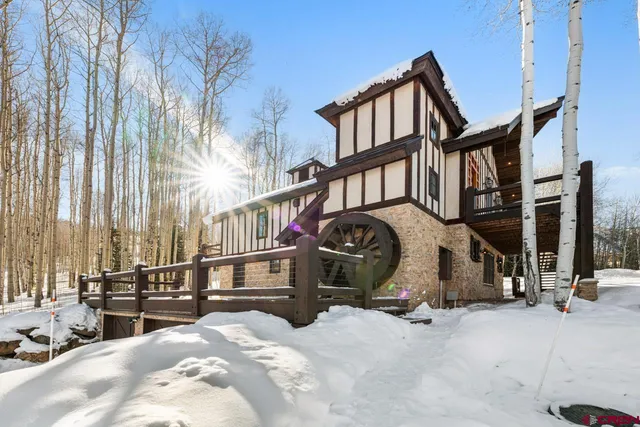 a view of steet with deck and slide