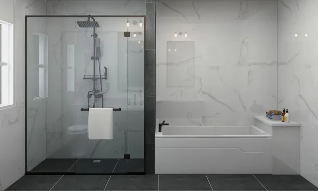 a bathroom with a shower
