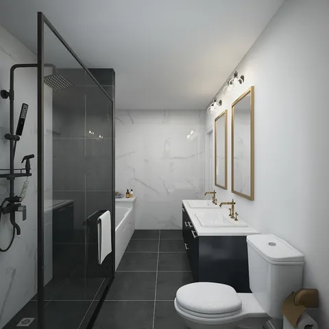 a bathroom with a toilet a sink and mirror