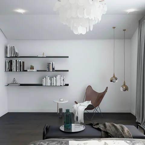 a living room with furniture and a rug