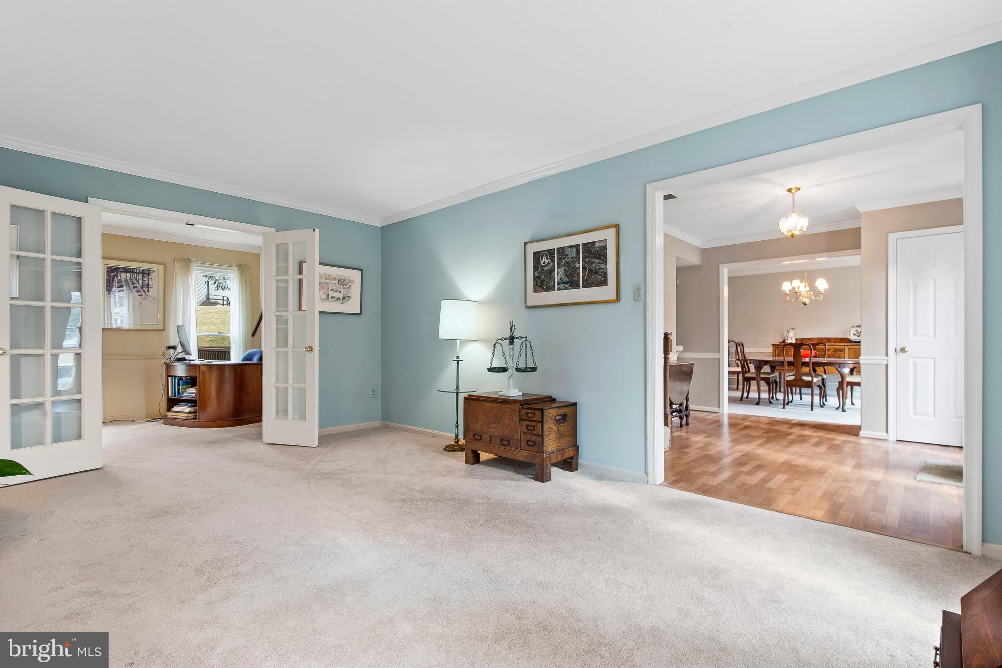 13813 Turnmore Road Silver Spring, MD 20906 - Photo 6 of 38 Living Room w/French Doors to Study