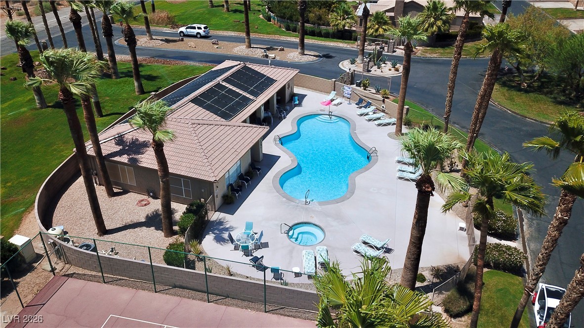 1210 Country Club Drive Laughlin, NV 89029 - Photo 71 of 80 Aerial view of the Desert Springs community gated entry, Clubhouse, Pool and Spa, and Tennis Courts