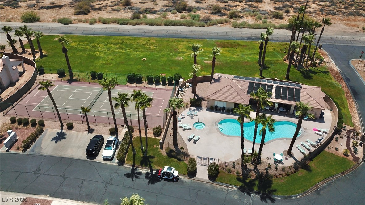 1210 Country Club Drive Laughlin, NV 89029 - Photo 72 of 80 Aerial view of the Desert Springs community gated entry, Clubhouse, Pool and Spa, and Tennis Courts