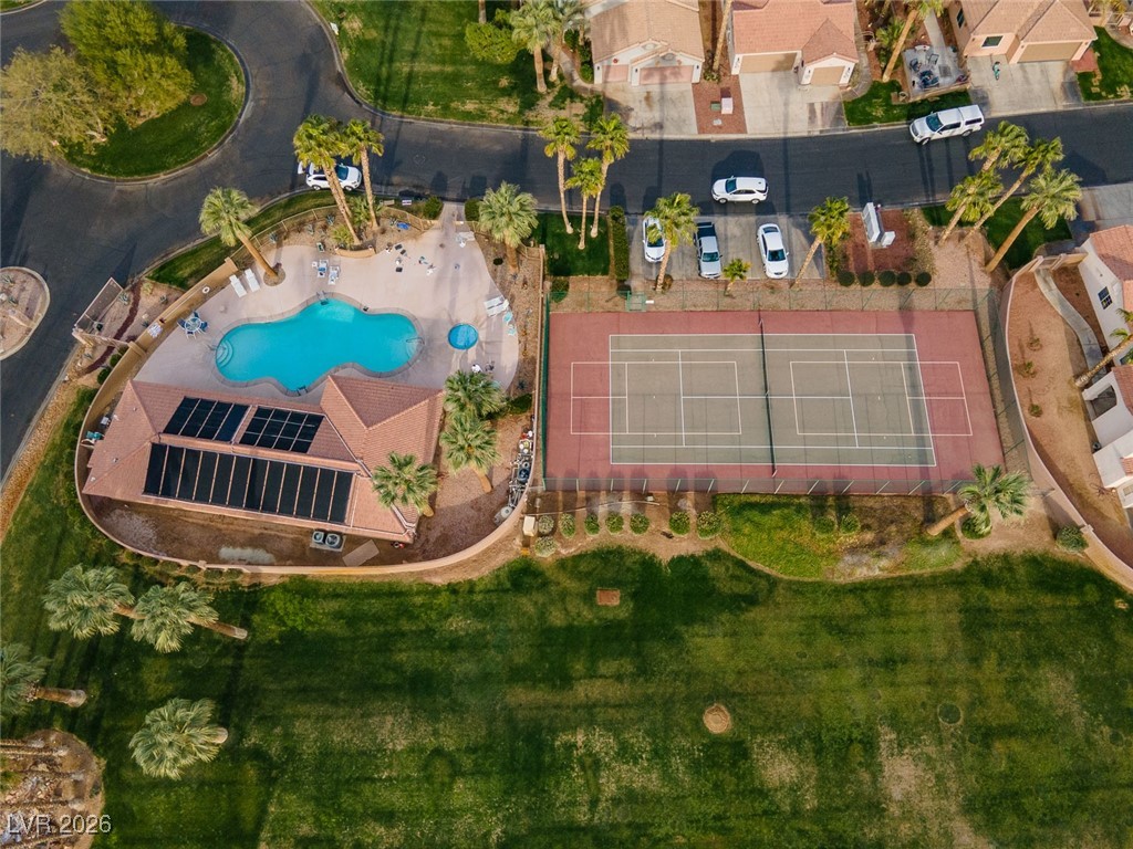 1210 Country Club Drive Laughlin, NV 89029 - Photo 75 of 80 Aerial view of the Desert Springs community gated entry, Clubhouse, Pool and Spa, and Tennis Courts