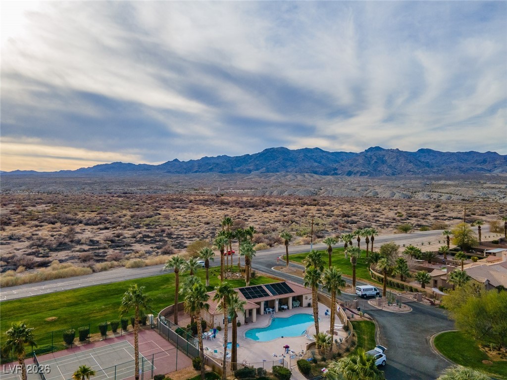 1210 Country Club Drive Laughlin, NV 89029 - Photo 77 of 80 Aerial view of the Desert Springs community gated entry, Clubhouse, Pool and Spa, and Tennis Courts