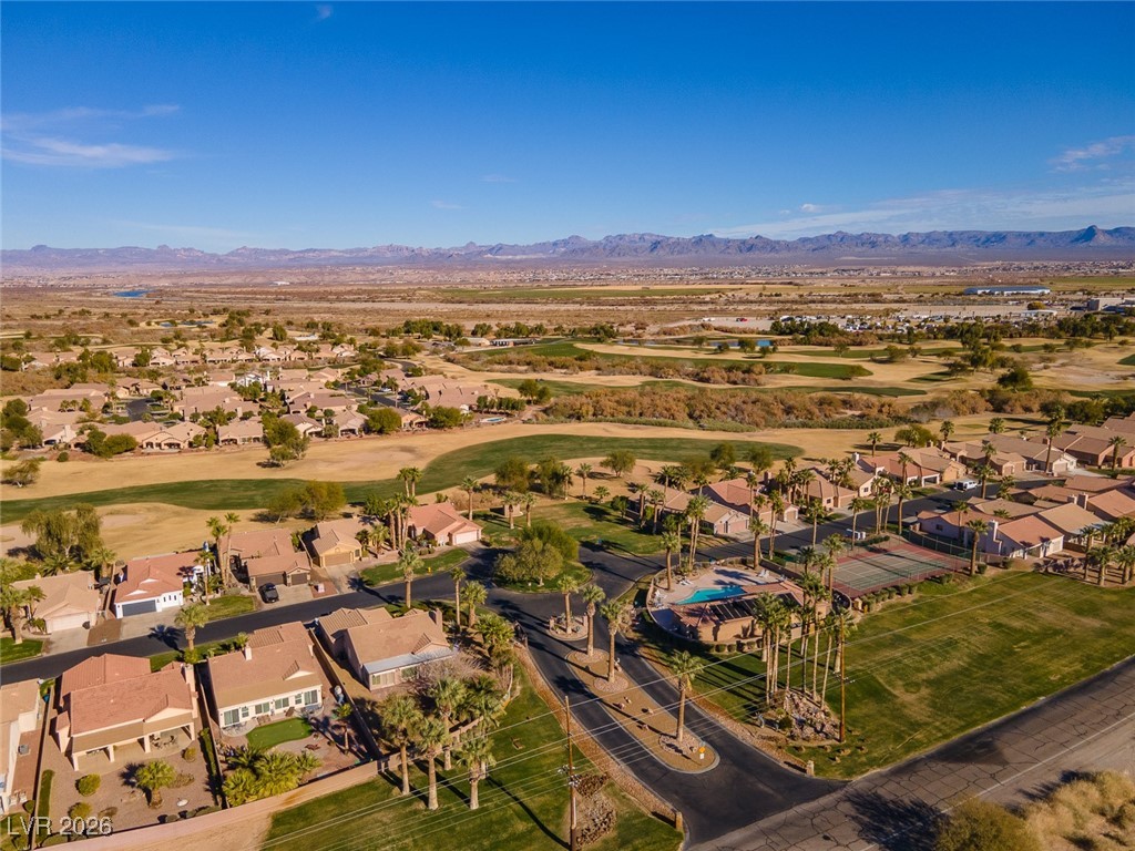 1210 Country Club Drive Laughlin, NV 89029 - Photo 80 of 80 Aerial view of the Desert Springs community gated entry, Clubhouse, Pool and Spa, and Tennis Courts all on the Golf Course