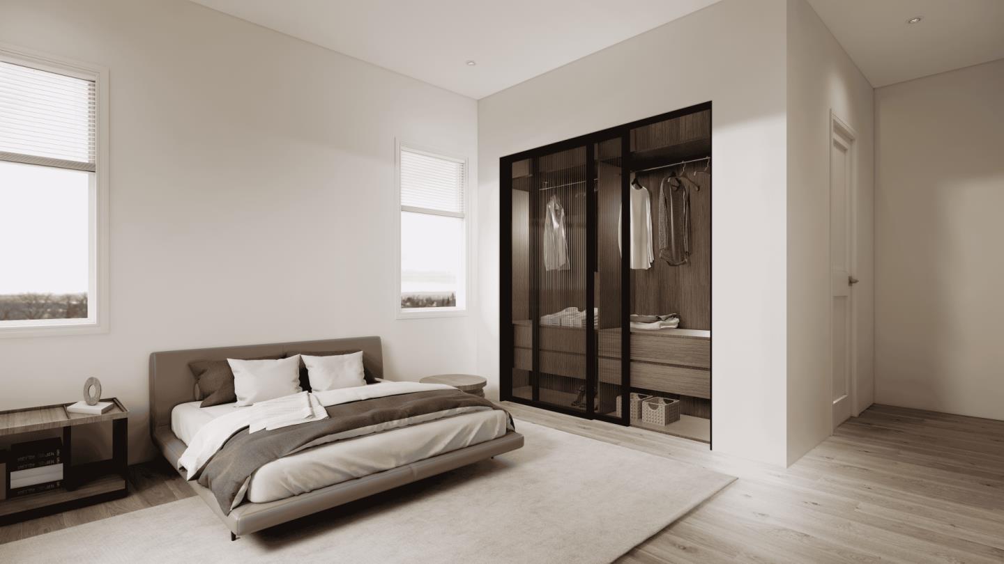 38 Bel Aire Road San Mateo, CA 94402 - Photo 12 of 24 a spacious bedroom with a bed and wooden floor