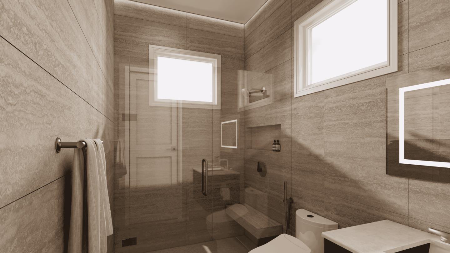 38 Bel Aire Road San Mateo, CA 94402 - Photo 13 of 24 a bathroom with a shower and toilet
