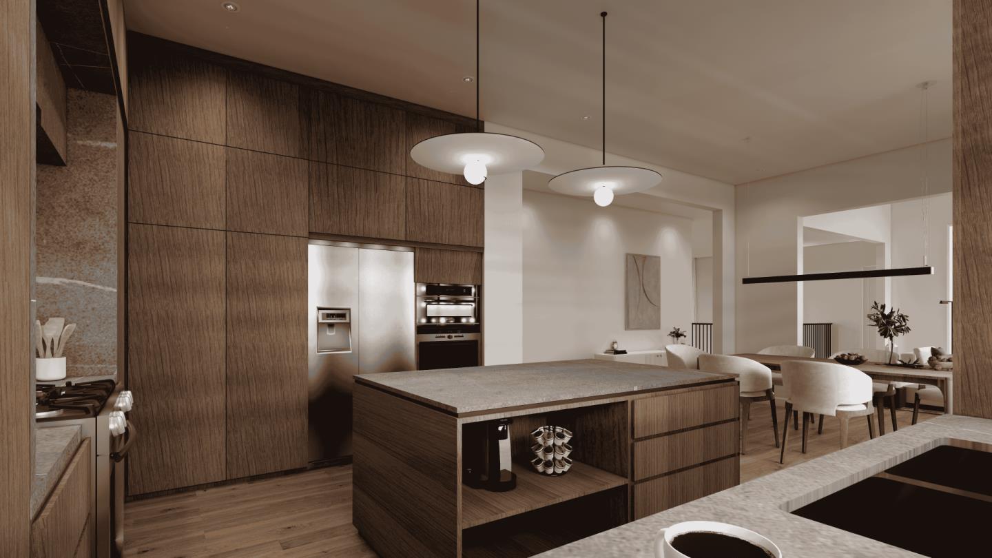 38 Bel Aire Road San Mateo, CA 94402 - Photo 7 of 24 a kitchen with a stove a refrigerator a sink and chairs