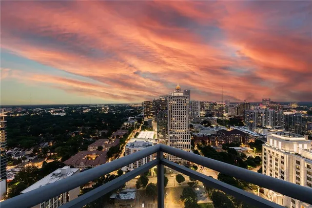a view of city from a balcony