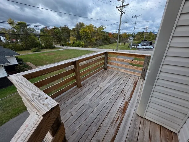 a view of a yard from deck