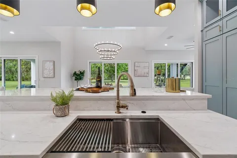 a spacious bedroom with a large bed a potted plant and a window