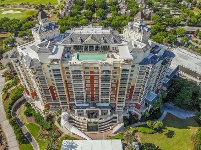 an aerial view of a house