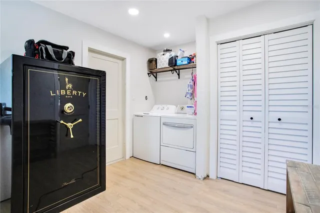 a storage room with closet