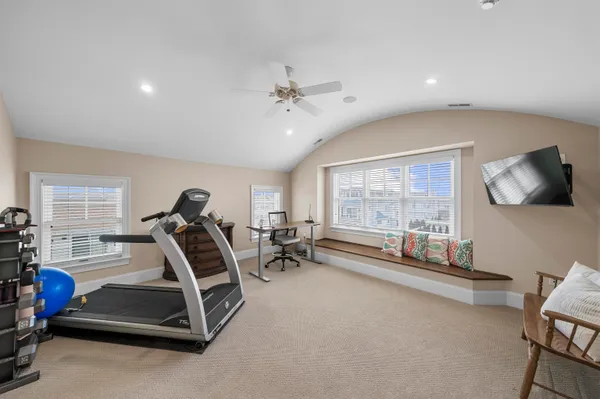 a view of a room with gym equipment