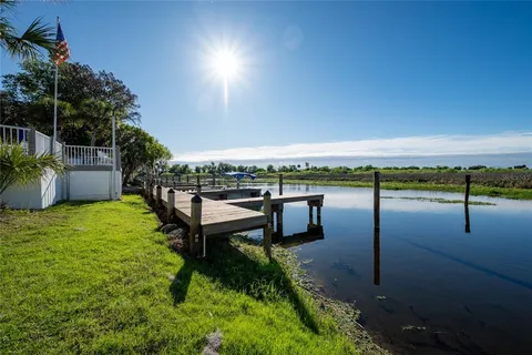 a view of a lake with outdoor space