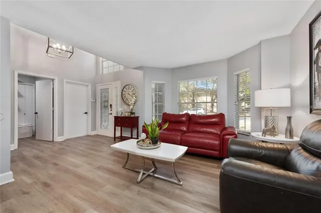 a living room with furniture