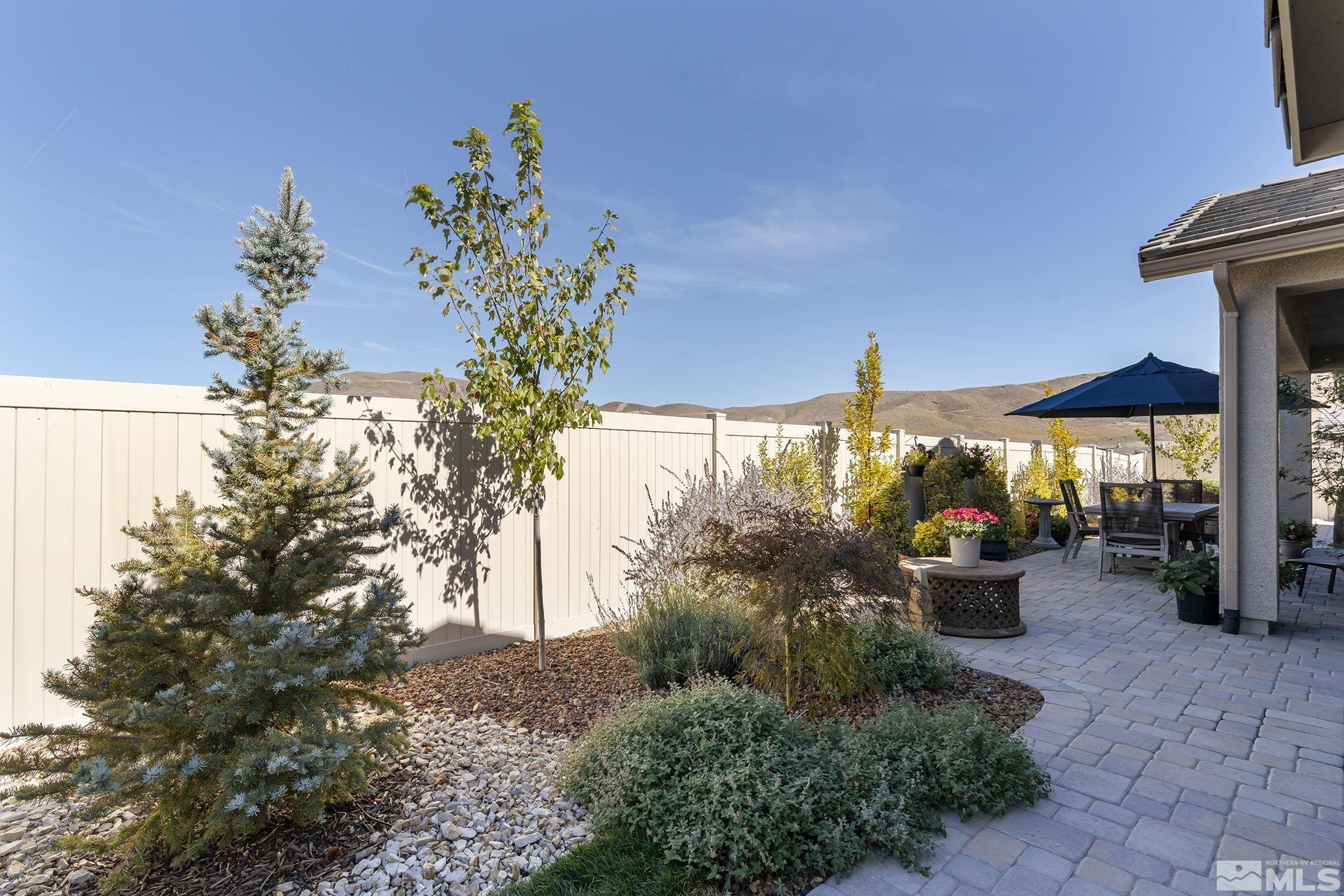 2239 Windflower Drive Reno, NV 89521 - Photo 32 of 40 a view of a backyard with plants and a patio