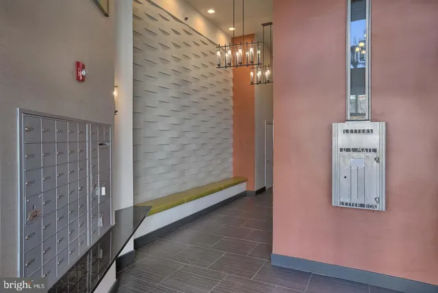 a view of a living room with a large window