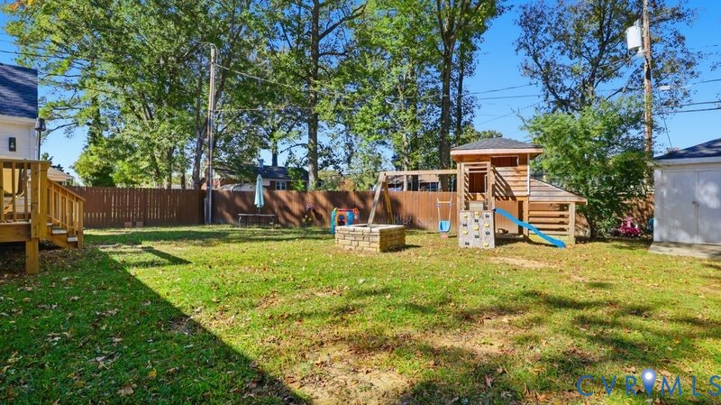 2962 Gaffney Road North Chesterfield, VA 23237 - Photo 35 of 37 View of jungle gym featuring a wooden deck and a f