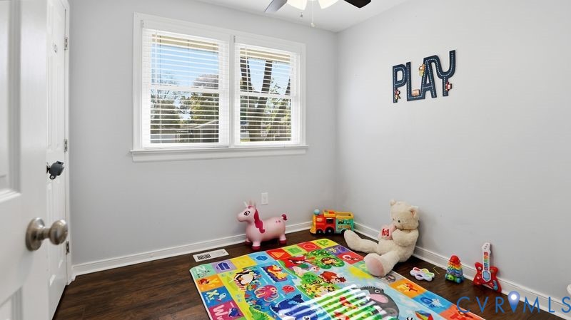 2962 Gaffney Road North Chesterfield, VA 23237 - Photo 7 of 37 Playroom with a ceiling fan and dark wood-style fl