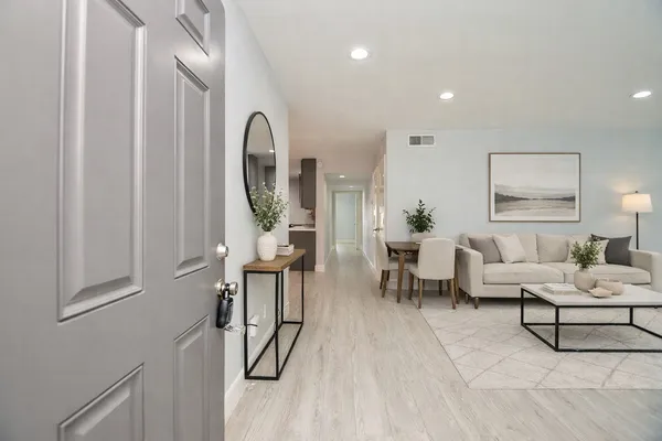 a living room with furniture