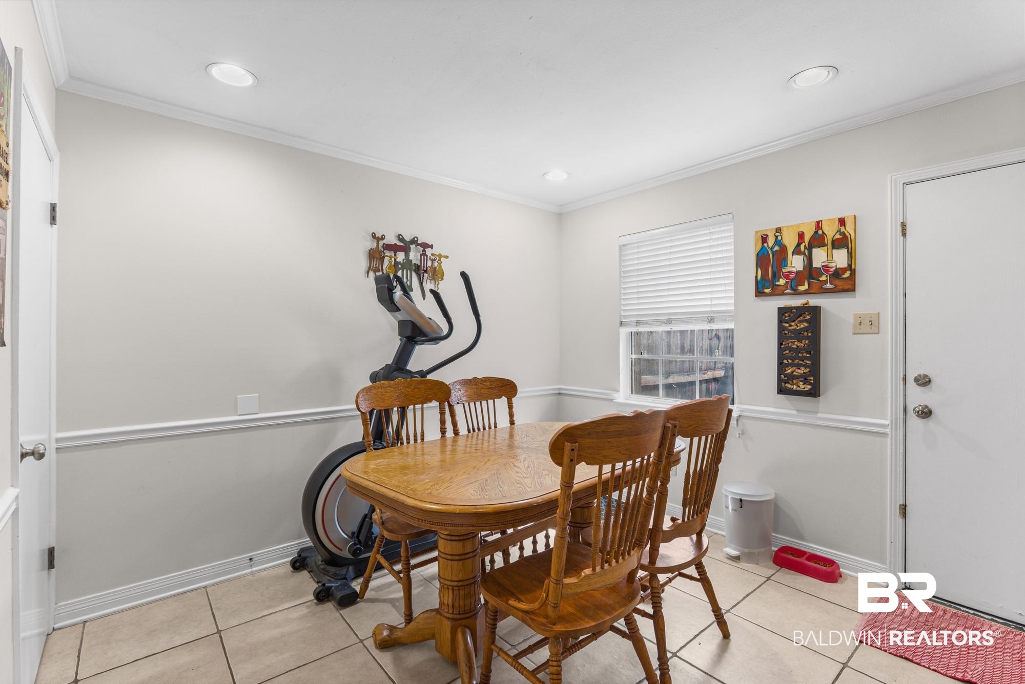 114 Du Rhu Drive, Unit A Mobile, AL 36608 - Photo 7 of 14 Dining room featuring light tile patterned flooring, ornamental molding, and recessed lighting