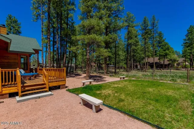 a view of a park with slide