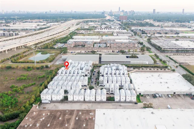 a view of a city from a dining room