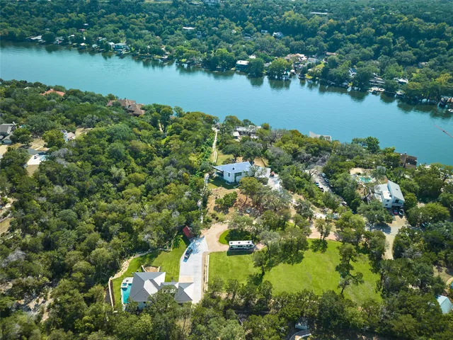 a view of a lake with a house