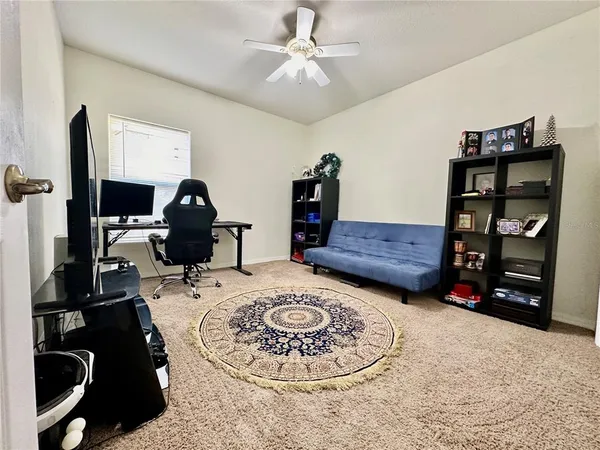 a living room with patio