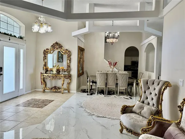 a view of a dining room and livingroom