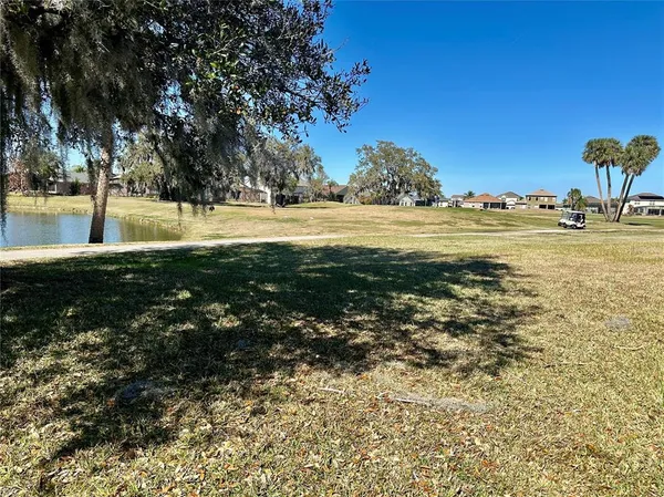 a view of a lake from a yard