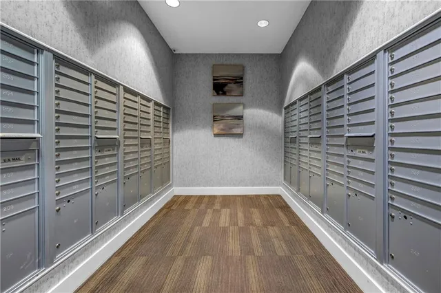 a view of a building with a street