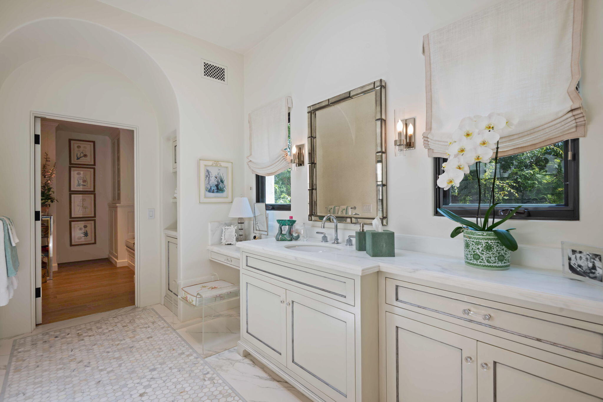0 Boundary Drive Montecito, CA 93108 - Photo 15 of 26 a bathroom with a double vanity sink a mirror and a window