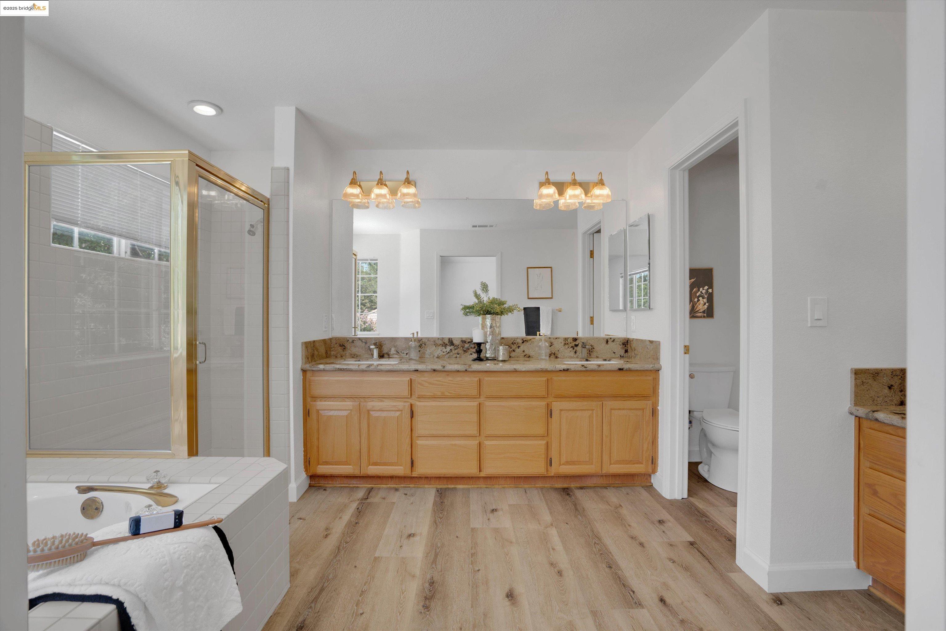805 Devonshire Loop Brentwood, CA 94513 - Photo 27 of 51 a bathroom with a sink a mirror and a bathtub