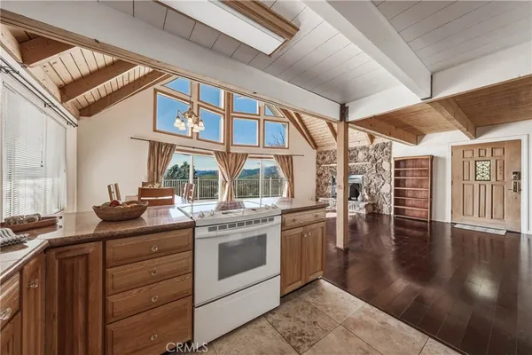 a view of a city with mountain