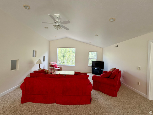 1133 Paris Canyon Road Paris, ID 83261 - Photo 22 of 75 One of three spacious gathering rooms featuring vaulted ceilings, recessed lighting, and a ceiling fan