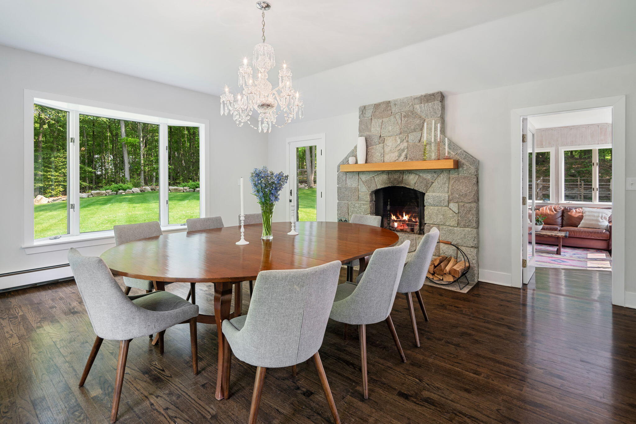 53 Fox Run Road New Canaan, CT 06840 - Photo 11 of 39 a view of a dining room with furniture window and wooden floor