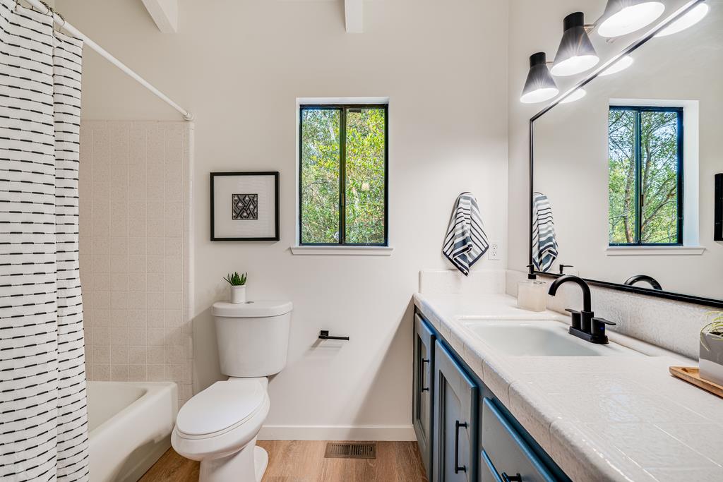 390 Brooktree Ranch Road Aptos, CA 95003 - Photo 27 of 33 a bathroom with a sink a toilet and a mirror