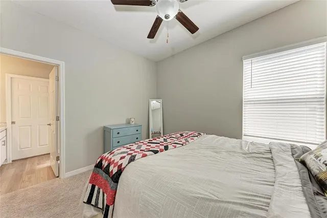 a view of backyard with large trees and plants