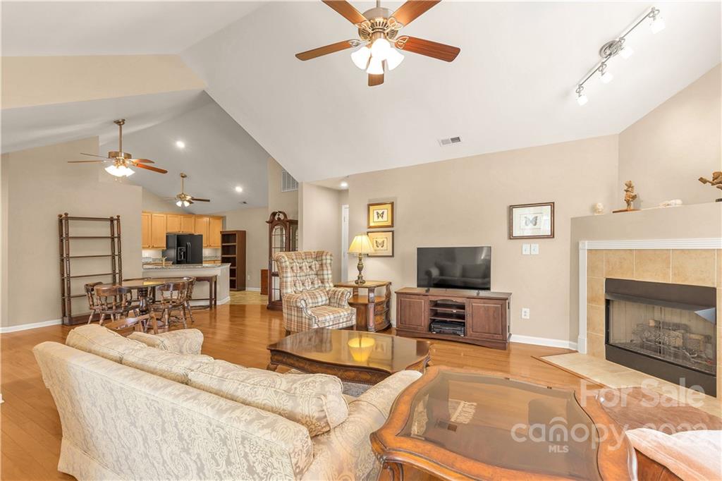 705 Ledgestone Court Tega Cay, SC 29708 - Photo 11 of 24 a living room with fireplace furniture and a flat screen tv