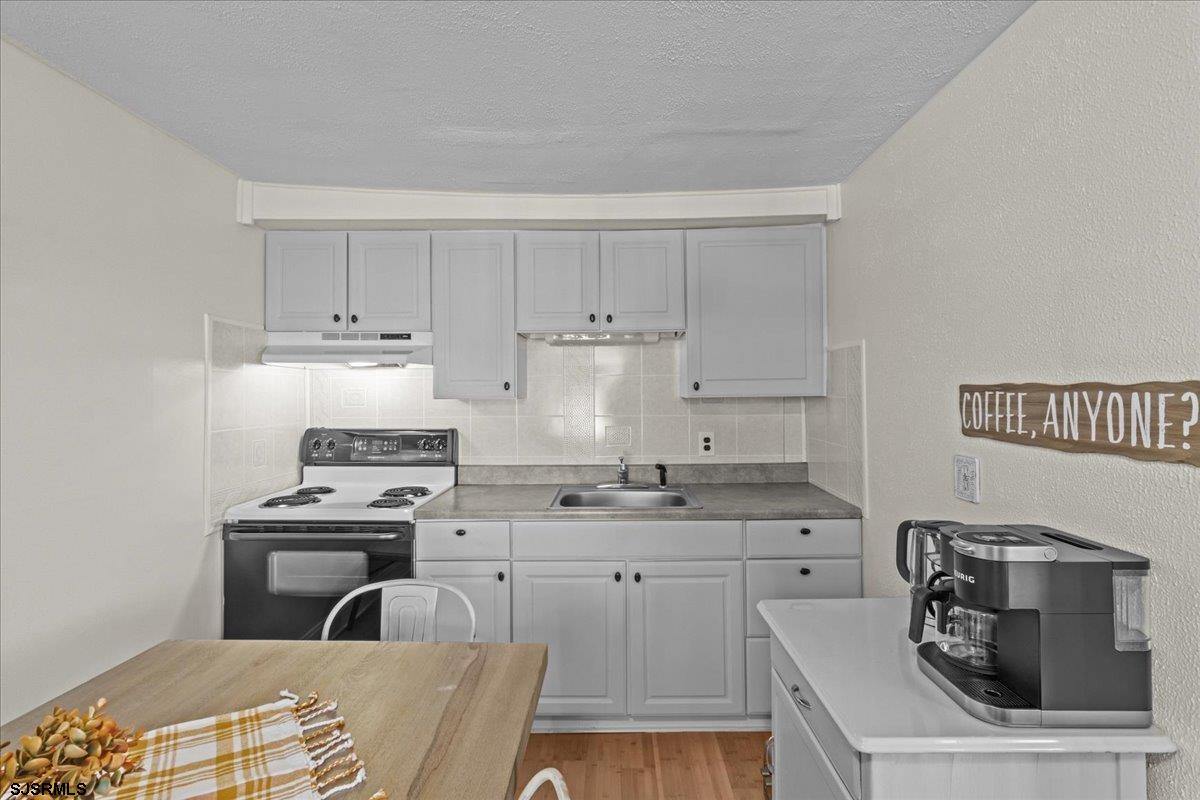 1000 West Brigantine Avenue, Unit 4 Brigantine, NJ 08203 - Photo 3 of 35 a kitchen with stainless steel appliances a stove a sink and white cabinets