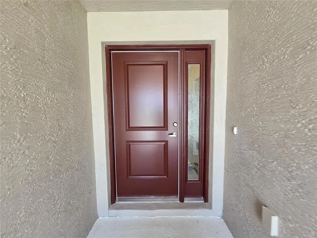 a view of a wooden door