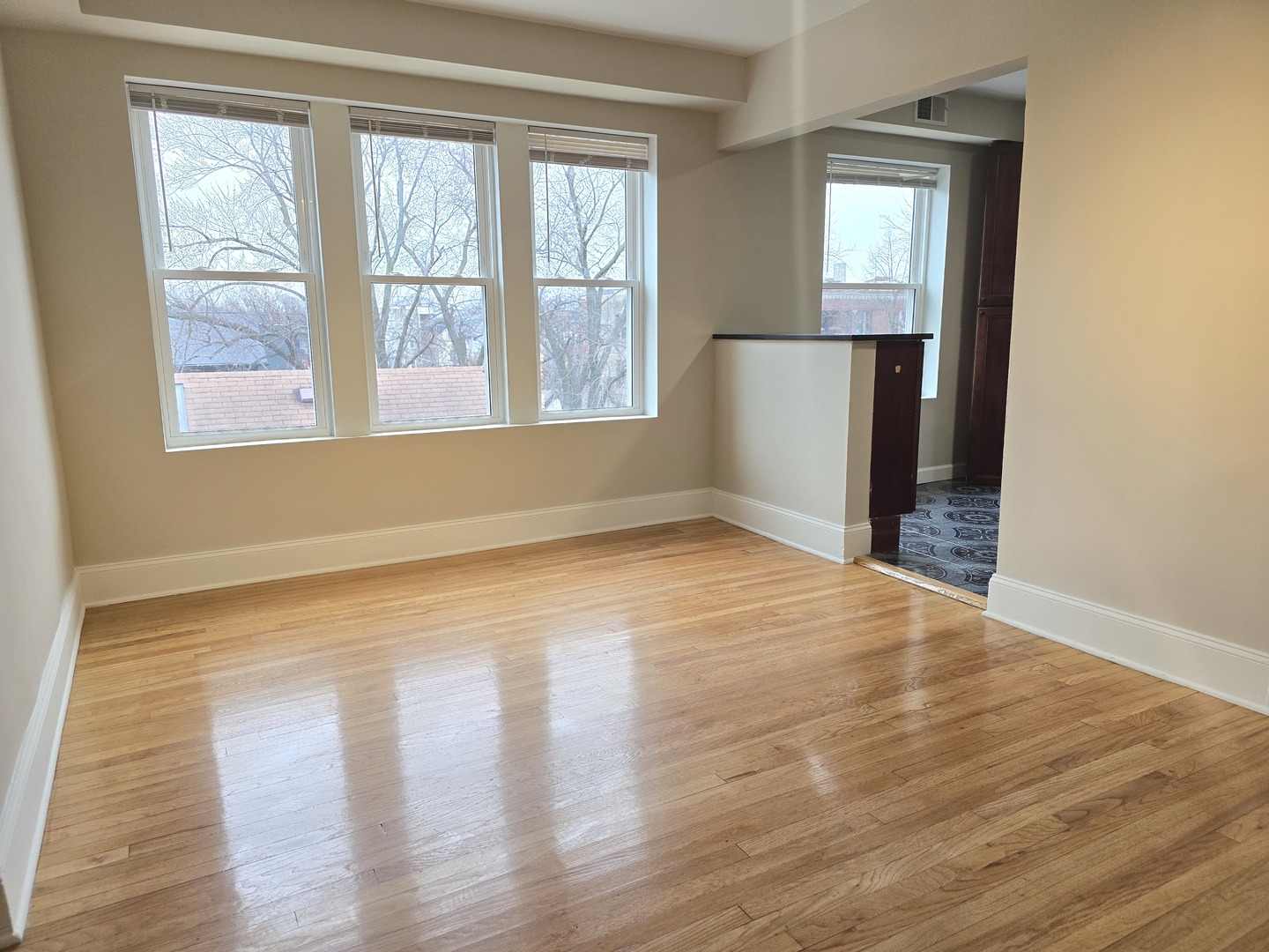 3507 West Belden Avenue, Unit 3 Chicago, IL 60647 - Photo 6 of 15 a view of an empty room with wooden floor and a window